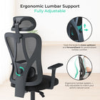 MotionGrey MC3 Ergonomic High Back Office Chair with Adjustable Armrests - Black-2-in-1 Design with Detachable Headrest: Use it your way—keep the headrest for full ergonomic support, or remove it to instantly switch to a low-back chair. Two styles, one chair—versatile and value-packed