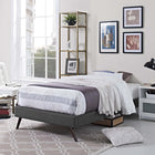 Modway Loryn Fabric Twin Bed Frame with Round Splayed Legs - Grey-Upholstered in Polyester