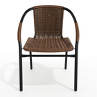 Flash Furniture Dark Brown Rattan Indoor-Outdoor Restaurant Stack Chair-Cross Braces provide extra stability