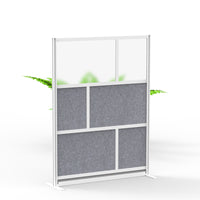Luxor Modular Wall - 53" W x 70" H - Segmented Grey Frame, Frosted Acrylic, Cool Grey PET-Creates semi permanent privacy in shared spaces