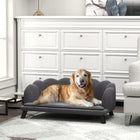PawHut Dog Sofa with Removable Cushion and Wood Legs - Dark Grey-Padded cushion with soft cover provides superior comfort 