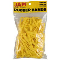 JAM Paper Durable Rubber Bands - Size 64 - Yellow - 100 Pack-Colour: Yellow | Colourful Elastic Rubberbands