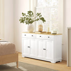 HOMCOM 140" L Sideboard Buffet Cabinet with Storage - White-Anti-tipping hardware ensures safety by securing to the wall