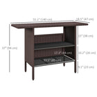 Outsunny 55" Rattan Bar Table with 2 Storage Shelves and Steel Frame-This rectangular outdoor bar table offers a versatile surface