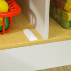 Qaba Kids Kitchen Playset with Realistic Lights & Sounds for Toddlers - White-Ample storage with shelves and cabinets for toy organization 