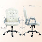 Vinsetto Tufted Office Chair with Adjustable Height and Tilt Function - White-Mid back, padded armrests and foam padding for support and comfort