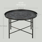 HOMCOM 24" Round Coffee Table with Hammered Tray Top Metal - Pewter-Versatile as a coffee table, side table, or nightstand