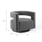 Modway Spin Cutaway Performance Velvet Swivel Armchair - Grey-Performance Velvet Polyester Upholstery