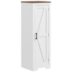 HOMCOM 47" H Farmhouse Storage Cabinet with Adjustable Shelf for Living Room - White-Left arrow barn door design brings rustic farmhouse charm 