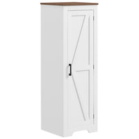 HOMCOM 47" H Farmhouse Storage Cabinet with Adjustable Shelf for Living Room - White-Left arrow barn door design brings rustic farmhouse charm 