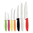 Tramontina Plenus Cutlery Stainless Steel Knife Set with Multi-Colored Polypropylene Handles - 7 Piece Set-Set Includes: 1x 3" Vegetable Knife, 1x 3" Peeling Knife, 1x 4" Tomato Knife, 1x 5" Steak Knife, 1x 6" Steak Knife, 1x 7" Chef's Knife, 1x 7" Bread Knife