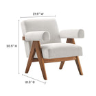 Modway Lyra Fabric Armchair - Ivory Fabric - Set of 2-Non-removable Cushions