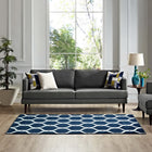 Modway Beltara Chain Link Transitional Trellis Area Rug - 8 ft W x 10 ft L - Moroccan Blue/Ivory-Protect Floors From Traffic/Furniture