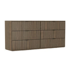 Manhattan Comfort Clive 72" Mid-Century Modern 6-Drawer Double Dresser - Walnut Brown-Metal recessed handles keep the silhouette sleek, seamless, and uncluttered