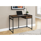 Monarch Specialties 7574 42" Computer Desk - Brown Reclaimed/Black Metal-Slender metal frame in a black finish provides stability and contrasts the brown reclaimed wood-look laminate panels