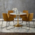 Plata Import Leo Brass Faux Marble 32" Table - Stone-Brass Tulip Base
