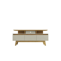 Manhattan Comfort Yonkers 62.99" Mid-Century Modern TV Stand - Off White and Cinnamon-Mid-Century Modern TV Stands for Living Room and Bedroom use