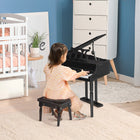 HOMCOM Modern Kids Piano - 30 Keys - Mini Toy - Black - Set of 2-Safe surface paint for safe play 