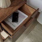 Modway Oswin 1-Drawer Wood Nightstand - Walnut-Mid-Century Modern Cylindrical Legs