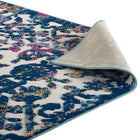 Modway Reflect Primrose Ornate Floral Lattice Indoor/Outdoor Area Rug - 8 ft W x 10 ft L - Ivory Dark Blue Multicolored-9