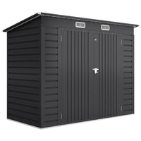 Outsunny 8 x 4FT Outdoor Storage Shed - Grey-Seven support columns with crossbeams and foundation kit for enhanced stability
