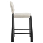 Modway Hayley Upholstered Fabric Counter Stool - Black Cream-Tapered Metal Legs with Foot Rest