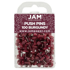 JAM Paper Colourful Push Pins - Burgundy - 100 Pack-Plastic Head Thumb Tacks | Colour: Maroon Burgundy