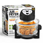 Granitestone Big Boss 16 qt Extra Large Glass Air Fryer with 3 Cooking Sections and Stainless Steel Racks - Black-Oil-free frying for a healthier crunch: get the crispy crunch you love with little to no oil using 360° convection heat plus a dual bowl design that keeps excess fat away