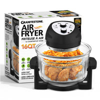 Granitestone Big Boss 16 qt Extra Large Glass Air Fryer with 3 Cooking Sections and Stainless Steel Racks - Black-Oil-free frying for a healthier crunch: get the crispy crunch you love with little to no oil using 360° convection heat plus a dual bowl design that keeps excess fat away