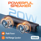Delton SB200 20-Watt Wired/Wireless Soundbar Computer Speaker - Black-Connects effortlessly with Android, iOS, Windows, and Mac devices, as well as smart TVs, gaming consoles, and projectors.