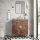 Modway Daylight 30" Bathroom Vanity - White/Walnut-Ceramic Sink Basin