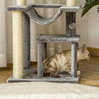 PawHut 39.25" Multi-Level Cat Tree Tower with Scratching Post - Grey-Color: Grey 