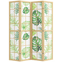 HOMCOM 4 Panel Freestanding Room Divider for Bedroom - Natural and Green-Adds instant privacy in bedrooms, offices, or any room 
