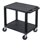 Luxor TUFFY 26" H Two-Tier Multi-Purpose Utility Cart - 24" W x 18" D - Black-The legs are constructed from polyvinyl chloride for durability and stability