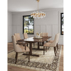 Manhattan Comfort Shubert Modern Faux Leather and Velvet Upholstered Dining Chair Set - Tan - Set of 6-Frame Made of Solid Beech Wood with Rich Dark Finish