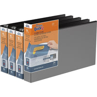 QuickFit Heavy Duty Legal Landscape Spreadsheet Binder - Round Ring - 1.5" - Black - 4 Pack-3 Ring Binder