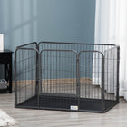 PawHut Heavy Duty 4 Panel Dog Playpen - Black-Made of steel tube and steel wires for stability 