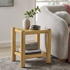 Modway Arcus Rectangular 2-Tier Side Table - Oak-Open Storage Shelf