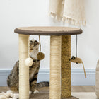 PawHut 17" Cat Tree with Hanging Toys and Jute Sisal Seagrass Scratching Post-Colours: Brown, Beige 