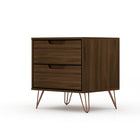 Manhattan Comfort Rockefeller 20.08" Mid-Century Modern 2-Drawer Nightstand - Brown-Home Assembly Required. All Hardware Included