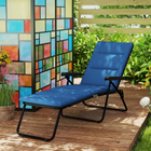 Outsunny Folding Lounge Chair with Cushion - Adjustable Back - Blue-Foldable and space-saving design for quick transport and storage