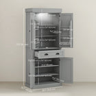 HOMCOM 71" H Kitchen Pantry Cabinet with Spice Racks and LED Lights - Grey-Painted MDF and particleboard surface is easy to clean 