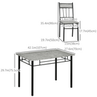 HOMCOM 5-Piece Marble Effect Dining Set with Padded Chairs - Grey-Four armless chairs can be placed under the table to save space
