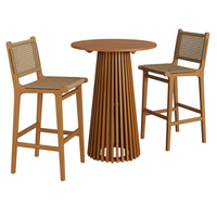 Modway Rowe 3-Piece Outdoor Teak Wood Bar Set - Natural-3-Piece Teak Wood Patio Bar Set