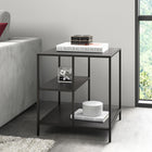 Hudson&Canal Winthrop 20"W Square Side Table with Metal Shelves - Blackened Bronze-Handcrafted finish is applied to the steel frame