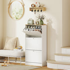 HOMCOM Modern Shoe Cabinet with 3 Flip Drawers for 12-18 Pairs - White-Two-level adjustable shelves accommodate various shoe sizes