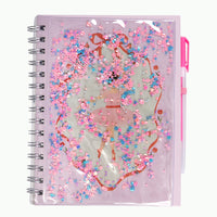 Pep Rally Glitter Notebook & Pen - 5.9" W x 7.9" H - 40 Sheets - Bonjour Bestie-80 lined pages for note-taking
