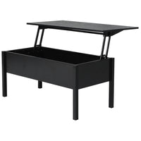 HOMCOM 39" Modern Lift Top Coffee Table with Hidden Storage Compartment - Black-Lift top coffee table with hidden storage space for storing your home items