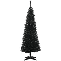 HOMCOM 5' Pencil Artificial Christmas Tree with Realistic Branches - Black-Artificial Christmas tree has a slim pencil style 