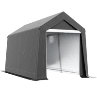Outsunny Outdoor Portable Shed with Roll-up Door - 7' x 12' - Dark Grey-Thick PE roof and side walls block UV rays and light rain 